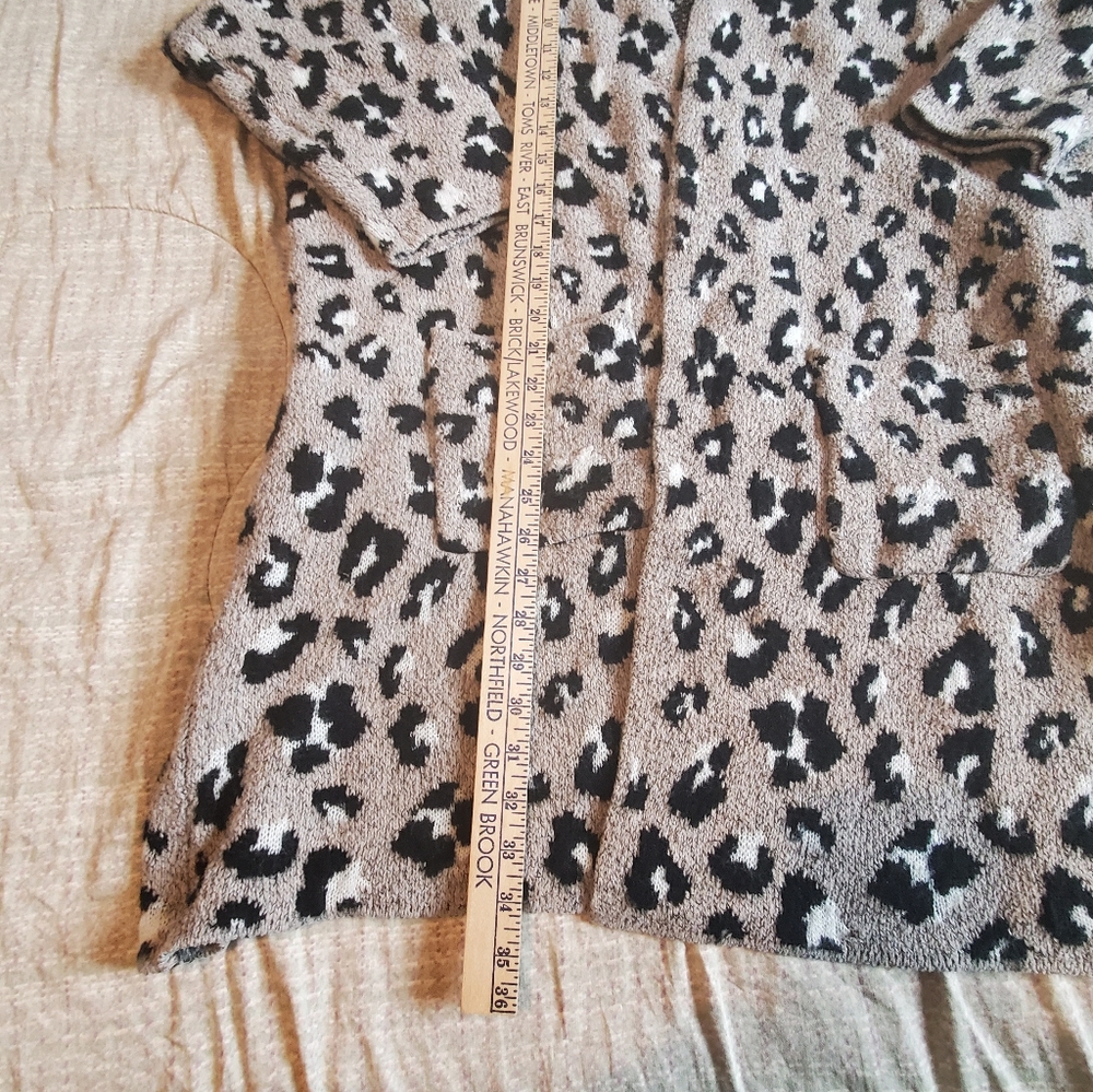Nine West leopard print long coatigan Size 2x Open Front W Pockets MobWife - Picture 5 of 10